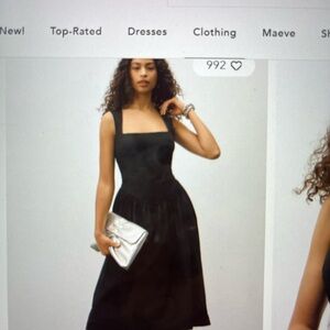 New with Tags!  Anthropologie Maeve Black Sleeveless Square Neck Midi Dress